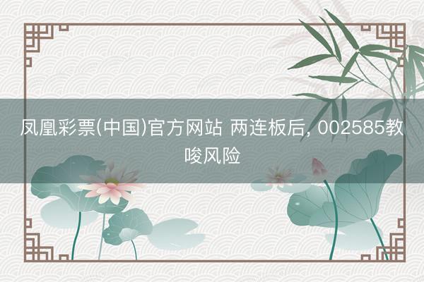 凤凰彩票(中国)官方网站 两连板后， 002585教唆风险