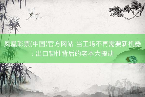 凤凰彩票(中国)官方网站 当工场不再需要新机器: 出口韧性背后的老本大搬动