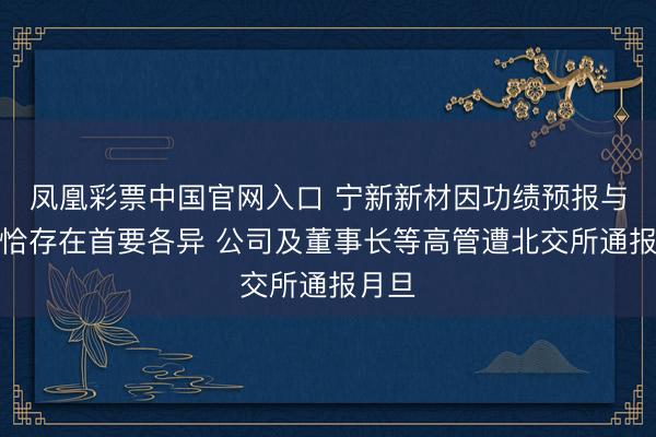 凤凰彩票中国官网入口 宁新新材因功绩预报与修恰恰存在首要各异 公司及董事长等高管遭北交所通报月旦