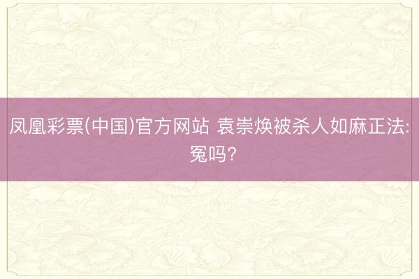 凤凰彩票(中国)官方网站 袁崇焕被杀人如麻正法: 冤吗?